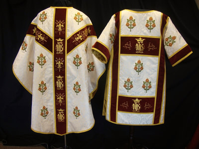 Pugin style gothic chasuble and dalmatic