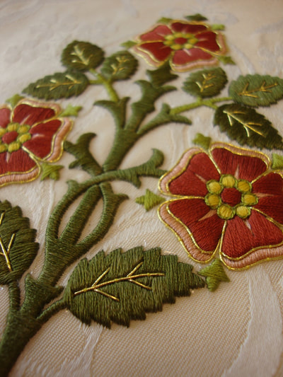 Silk rose embroidery
