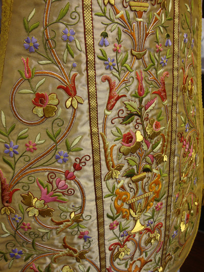 Florentine cloth of gold silk embroidery